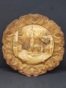 Drewniany Talerz Ścienny Płaskorzeźba Mayrhofen Tirol Austria Vintage 22cm