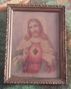 Jezus Chrystus - stary przedwojenny obraz 29 x 22 cm szt