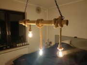 Lampa loft industrial lina drewno 3x E27 1m