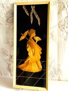 GEJSZA W KIMONIE,INTARSJA w oprawie.PRL.Jubiler (?).