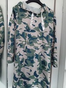 Bluza Damska Długa Kaptut Moro Khaki M Nowa Lekka Tunika