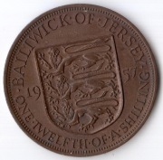 JERSEY, 1/12 szylinga 1957, KM# 21, XF