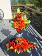 Komplet nagrobny jesienne kolory,Stroik i bukiet na cmentarz