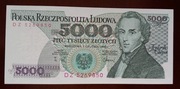 5000 zł złotych - 1988 r. - seria DZ 5269850 - stan 1 