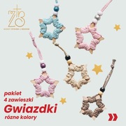 Zawieszki choinkowe handmade – zestaw 4 choinki | rękodzieło premium