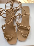 Sandały beżowe skóra naturalna skórzane ZARA 39