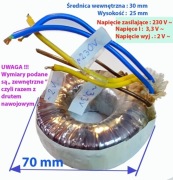 Transformator toroidalny 230V / 3,3V / 2,0V  ( około 50 ~ 60 W )