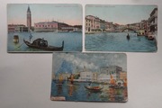 3 przedwojenne piekne kolorowe kartki VENEZIA-WENECJA.Zestaw