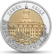 POLSKA Z SERII ODKRYJ POLSKĘ 5 zł 2021 r.  ZAMEK KSIĄŻ W WAŁBRZYCHU  UNC