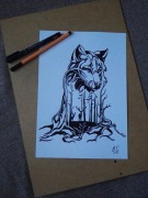 Rysunek: leśny wilk - cienkopis, A4, 250 g/m2