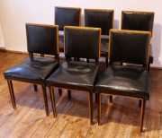 Zabytkowe krzesła drewniane Art deco tapicerka skórzana komplet 6 szt.