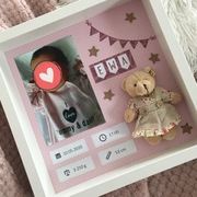 Metryczka 3D w ramce prezent chrzest narodziny 