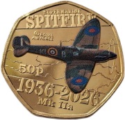 GUERNSEY 2026 50p SPITFIRE samolot wojna lotnictwo
