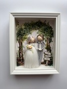 Ramka ślubna handmade boho para młoda prezent na ślub wesele pamiątka