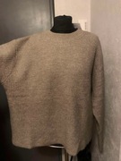 H&M sweter oversize o splocie w prążki z wełną gruby duży