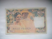 BANKNOT Madagaskar - 1000 franków - 1952 - bardzo rzadki KOPIA