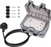 GNIAZDKO UK PODWÓJNE NATYNKOWE ZEWNĘTRZNE z przełącznikiem IP66