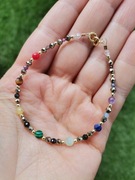 Bransoletka turmalin labradoryt rubin szmaragd Ag 