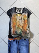 letnia zwiewna mgiełka tunika koszulka top bluzka t-shirt