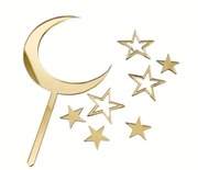 Topper piker na tort Księżyc z gwiazdami