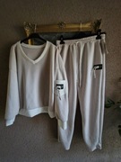 Komplet damski dresowy typ masełko beżowy/biały 