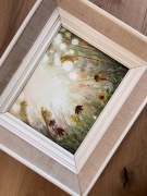 Obraz Oryginał Łąka kwiaty w ramie Boho Akwarela