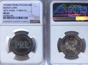 20 ZŁ Próba NIKIEL USTAWY BUDŻETOWE PRL 1976 NGC MS65 PIĘKNA