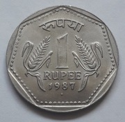 INDIE   - 1 rupia z 1987 r, mennicza