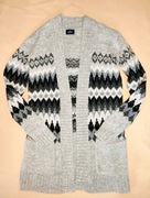 Szary sweter kardigan w skandynawskie wzorki rozmiar S/M