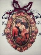 Piękny medalion z różami vintage shabby chic Prowansja decoupage kwiaty 