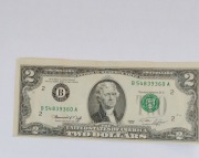 2 dolary USA, seria 1976 r, stan bardzo dobry, B 54839360 A, st. zielony.