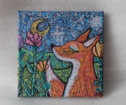 LISEK obraz ręcznie malowany UNIKAT 20 x 20 cm markery akrylowe seria