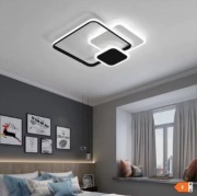 Ekskluzywny żyrandol sufitowy LED 71W z pilotem – 3 geometryczne kwadraty