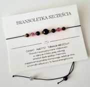 Bransoletka ametyst granat turmalin arbuzowy 