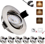 Reflektor wpuszczany LED 230V 6W 600LM ściemnialny, 3000K zestaw 6szt.