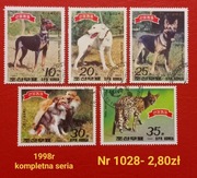 Znaczki fauna:1028: psy, zwierzęta- Korea Północna 1998r **