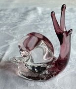 Figurka ślimak szkło Murano artystyczne różowe  