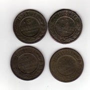 ROSJA - 4x 3 kopiejki 1877, 1881, 1883, 1896
