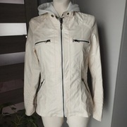 Kurtka damska kremowa eko skóra z kapturem i wkładką bluza r. 38