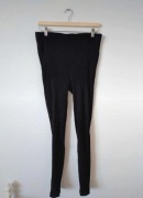 Czarne prążkowane spodnie legginsy vintage długie legginsy 38 M / 40 L