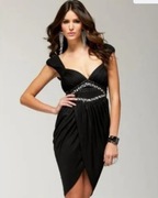 Czarna wizytowa sukienka Bebe z odkrytymi plecami S