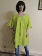 ULLA POPKEN żółta limonkowa bluzka ze wstawką wiskoza _ 54/56