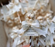 Słodkie podziękowanie grzechotki/lizaki