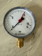 MANOMETR GRZEWCZY 0-16 BAR TARCZA FI 100mm PRZYŁĄCZE DOLNE 1/2" CALA AFRISO
