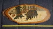 Obraz malowany na drewnie - DZIK, Myśliwstwo, Łowiectwo - wym.okoł.25x61 cm