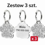 3x adresówka dla psa z grawerem – stal nierdzewna | IMIĘ + TELEFON 