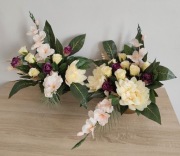 Zestaw Stroik na grób kompozycja kwiatowa na pomnik  do wazonu stroik 