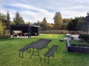 Zestaw KESSER stół+2 ławki, składany, rozmiary 73x180x75 cm,color antracyt.