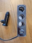 Rozdzielacz gniazda samochodowego 3w1 z gniazdem 1x USB
