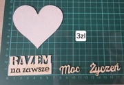 Drewniane serce i napisy Razem na zawsze Moc Życzeń dekoracja ślub